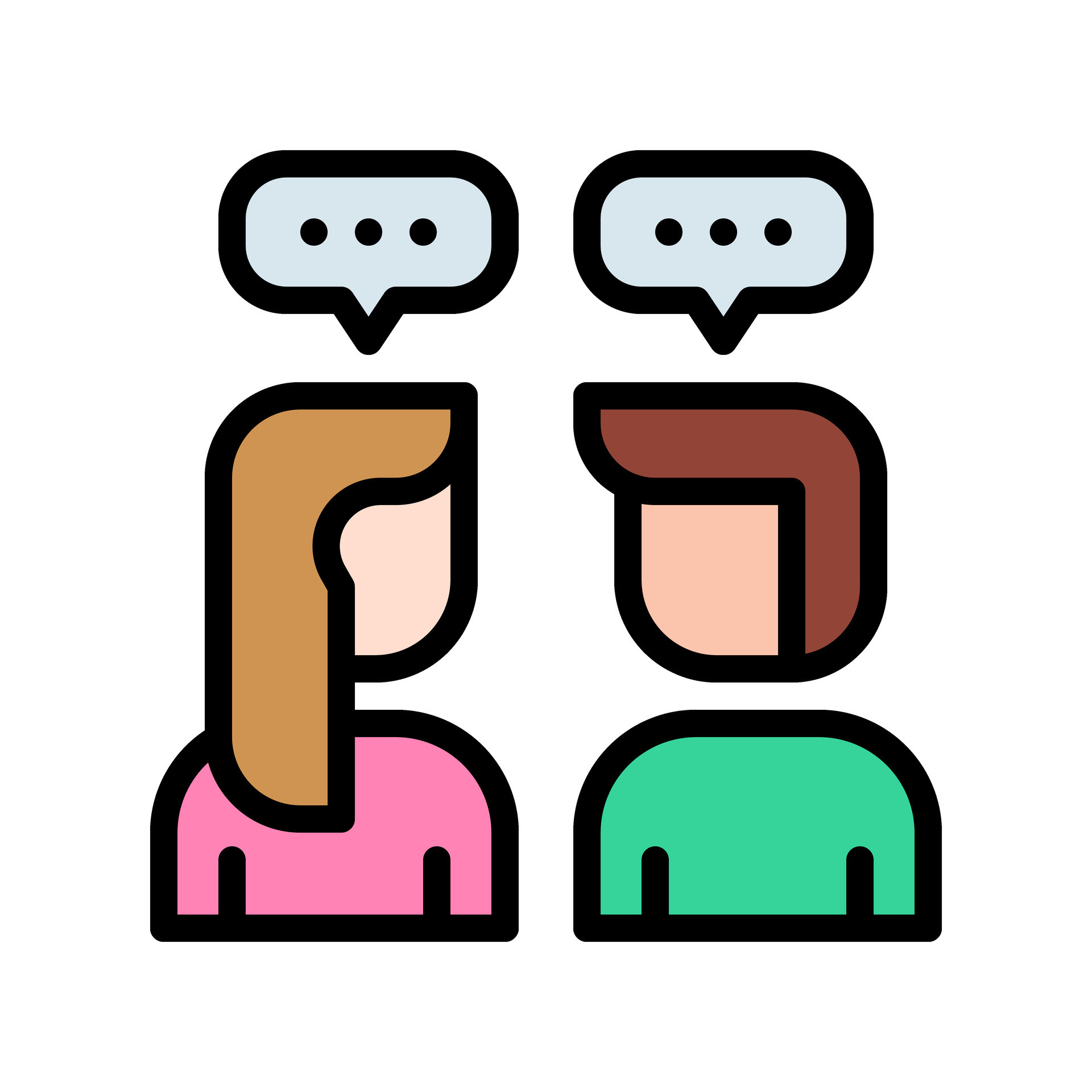 Communication icons in various shapes in flat, line, colored styles ...