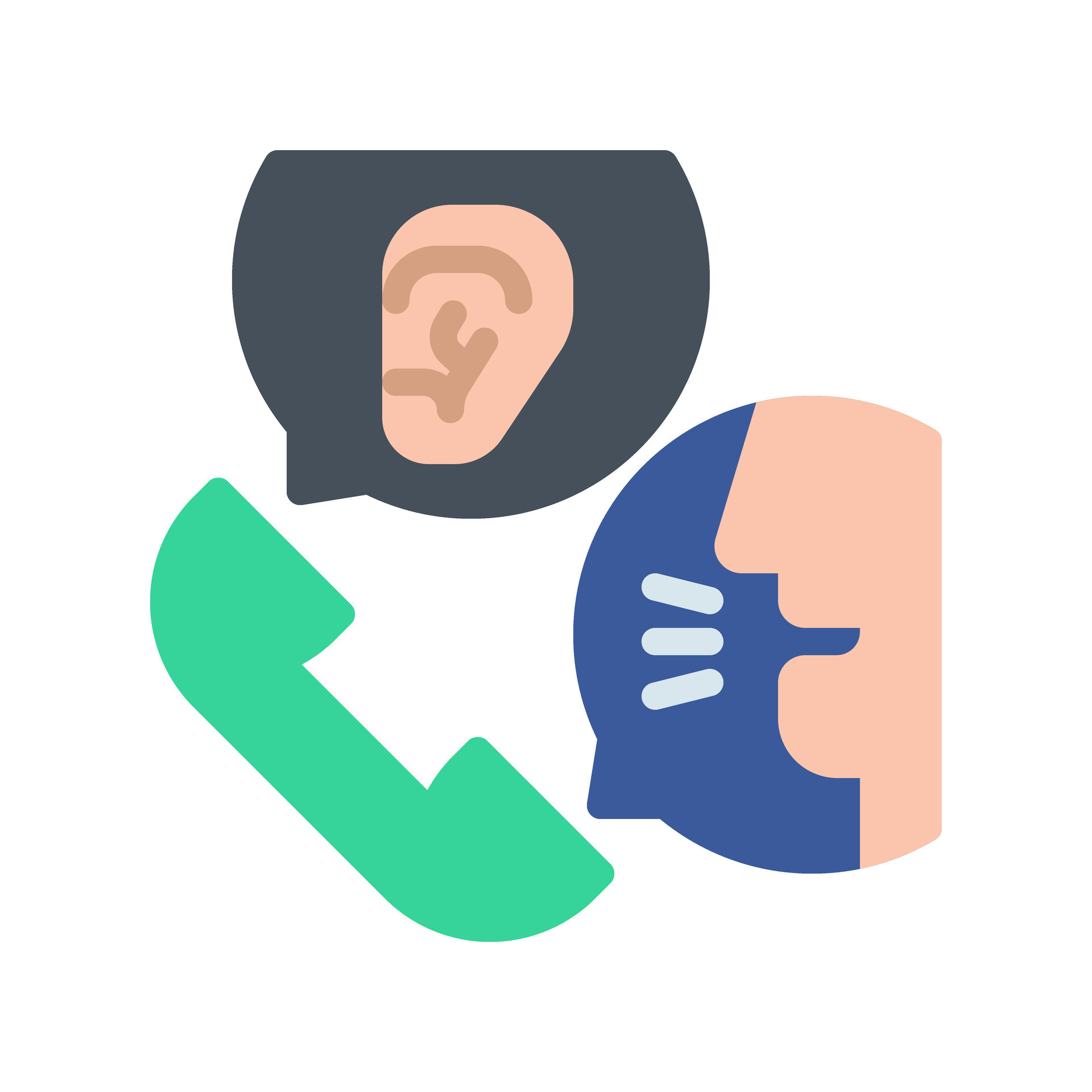 Communication icons in various shapes in flat, line, colored styles ...