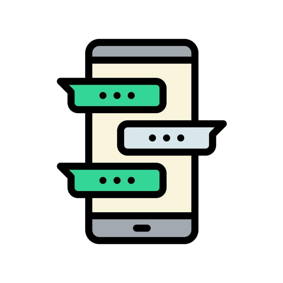 Communication icons in various shapes in flat, line, colored styles. vector