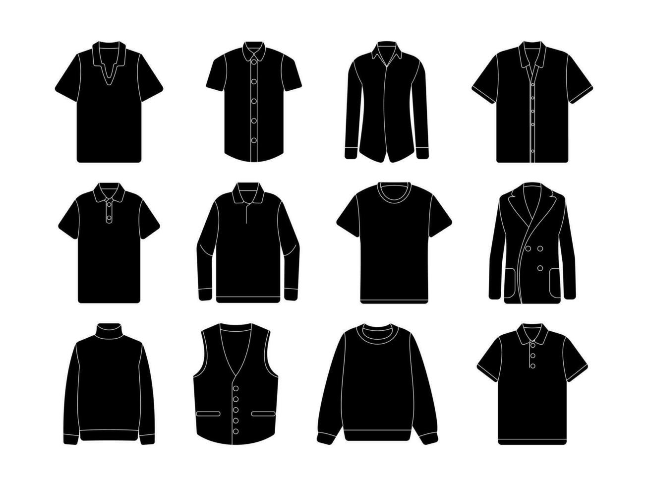 Clothes For Men Glyph Style Illustration. Perfect for designs related to men's fashion, men's clothing and men's shirts vector