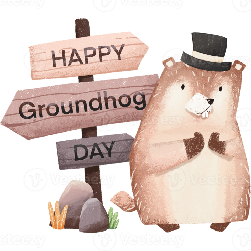 Red Groundhog And road signs clipart, baby groundhog element, groundhog drawing, png