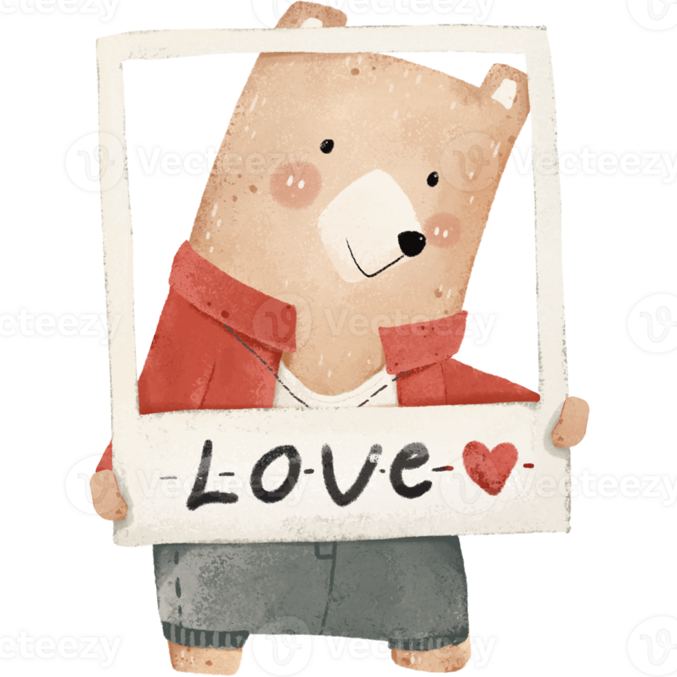 Mr. Bear, teddy bear, bear in frame love clipart png