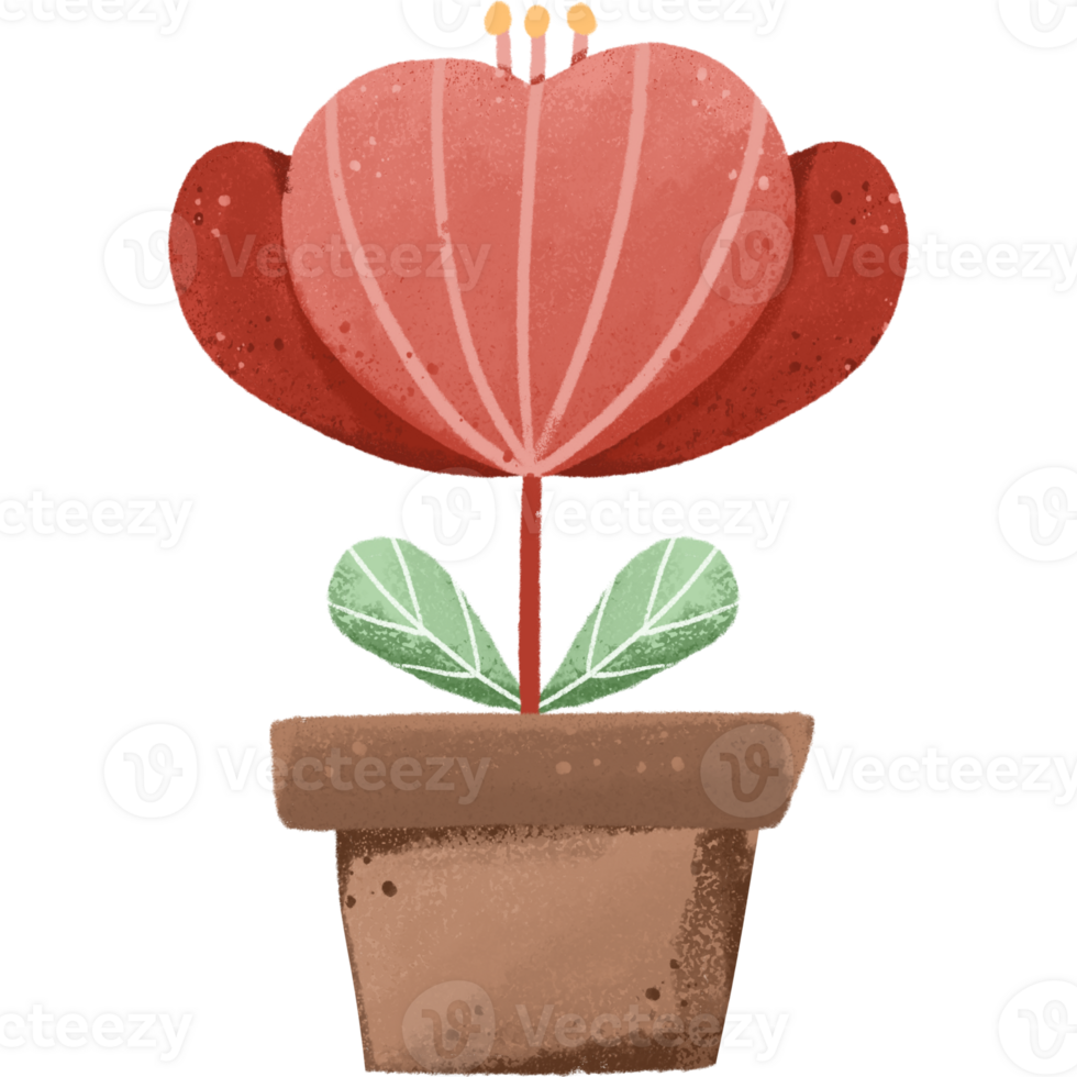 röd hjärta formad blomma pott i valentine dag element png