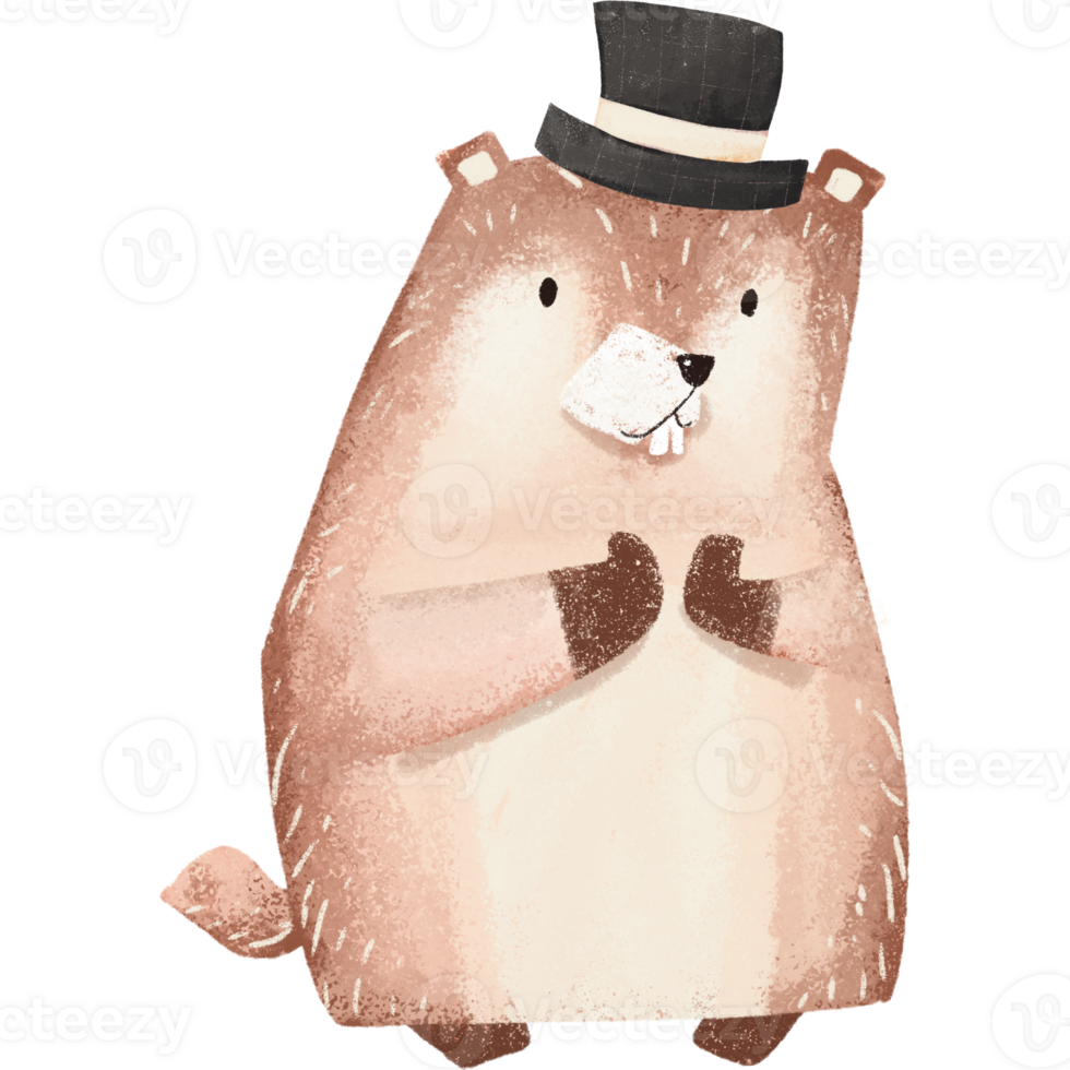 Red groundhog clipart, baby groundhog element, groundhog drawing png