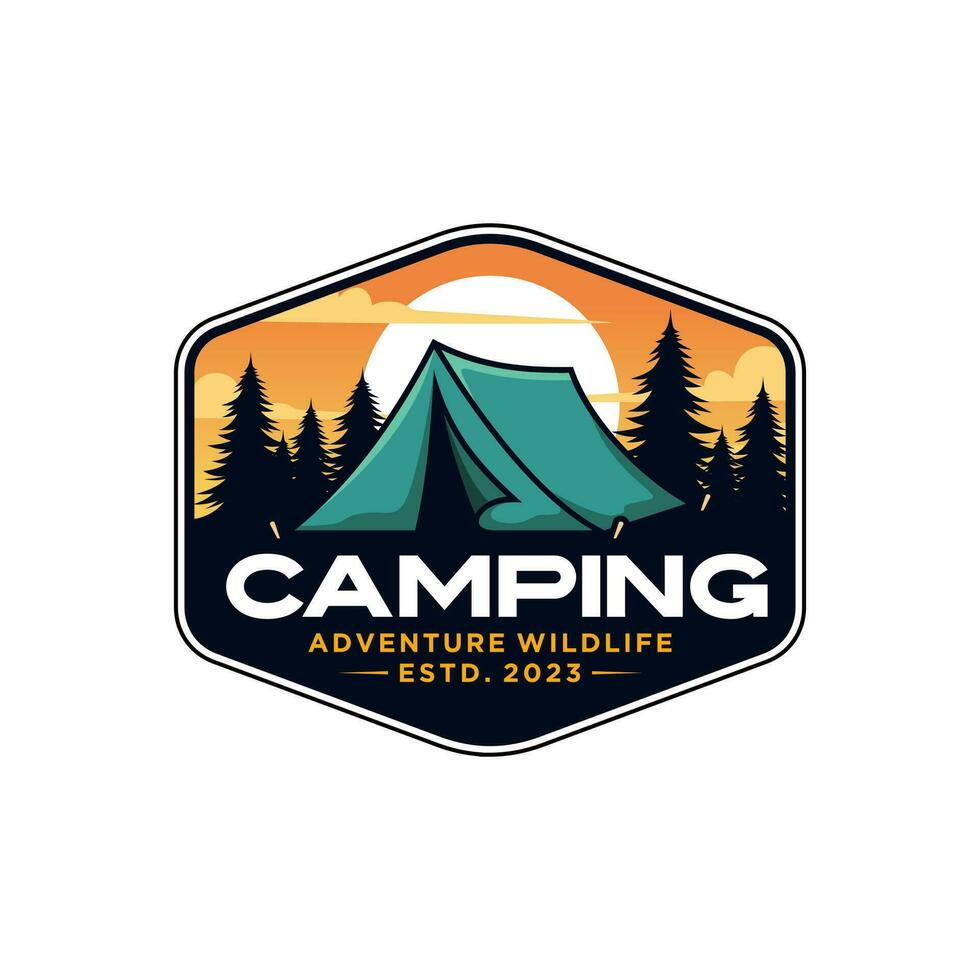 Camping Outdoor Adventure Template. Tent Camp Vector illustration ...