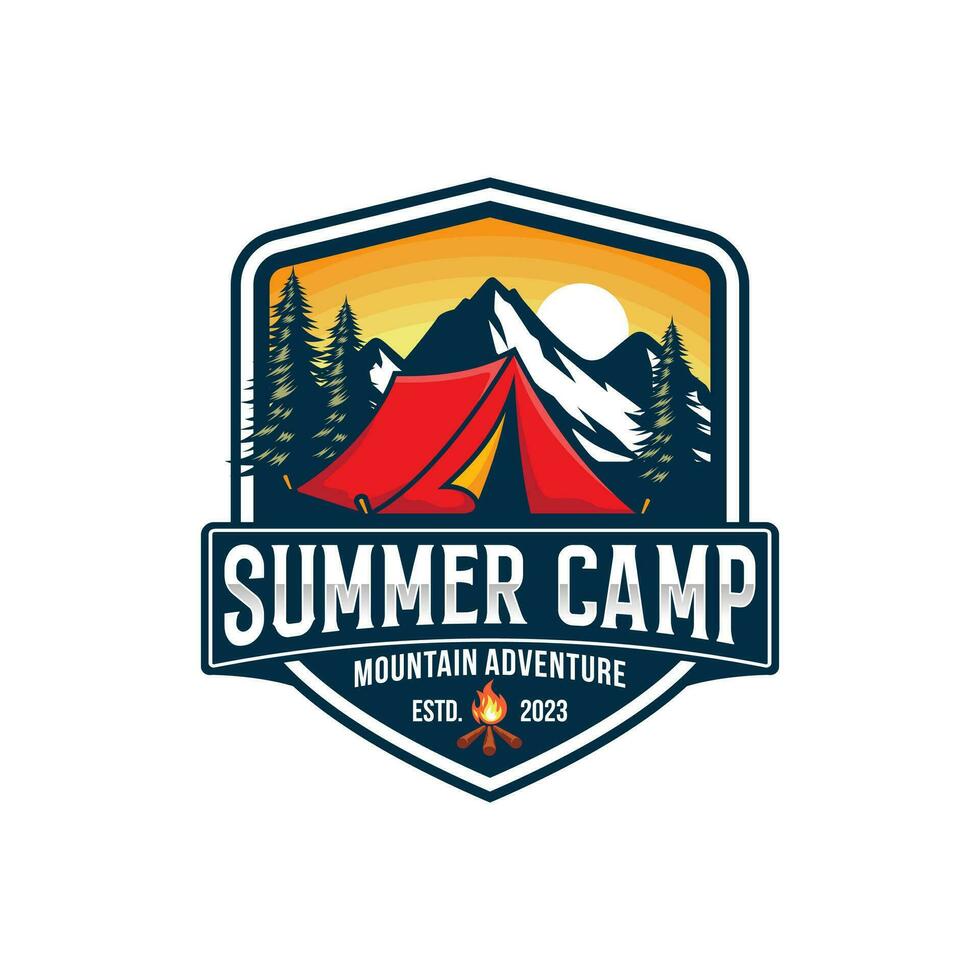Camping and Adventure illustration Logo Vector Badge