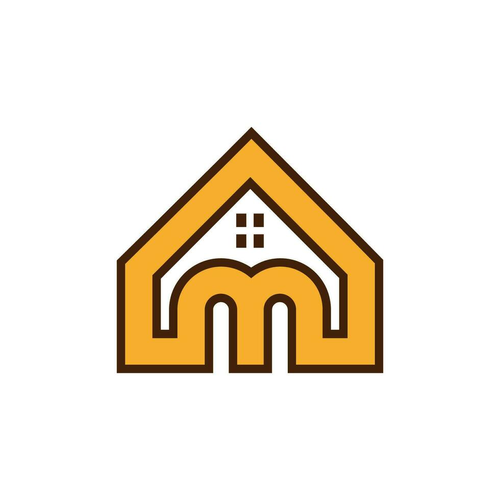 Minimal awesome trendy professional letter M house logo design template on white background. vector