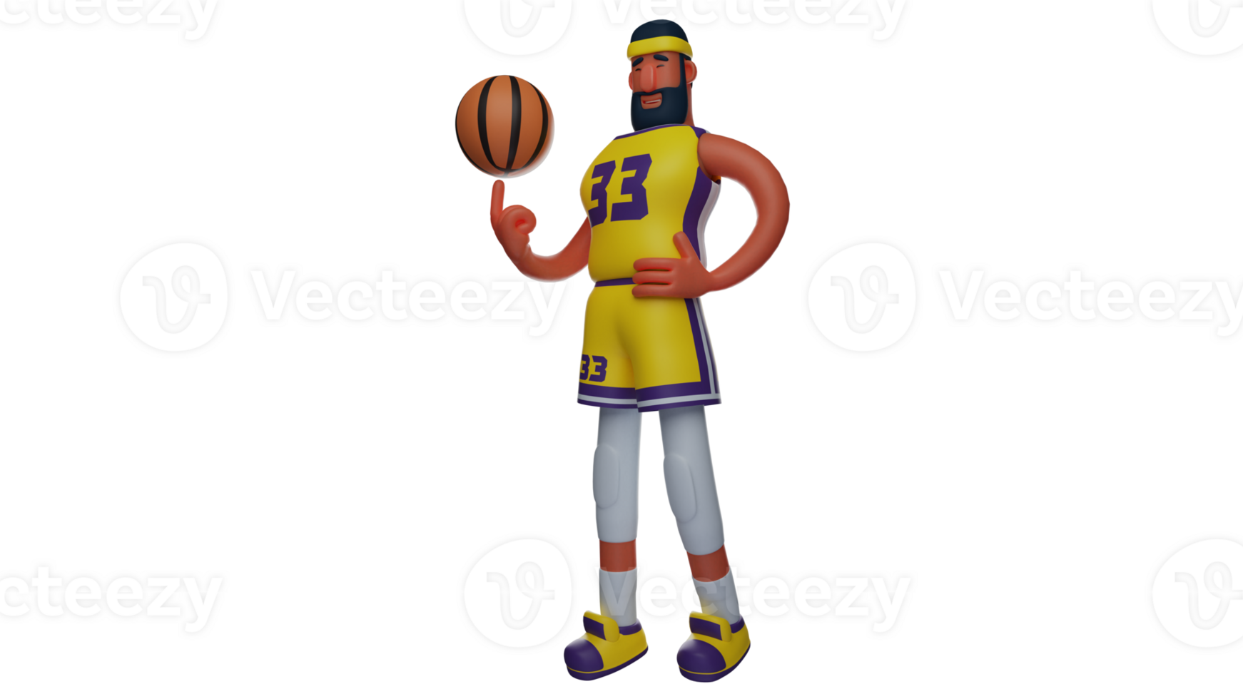 3D Illustration. Basketball Player 3D cartoon character. Athlete stand straight while carrying basketball. Athlete who has a healthy lifestyle because he is always exercising. 3D cartoon character png