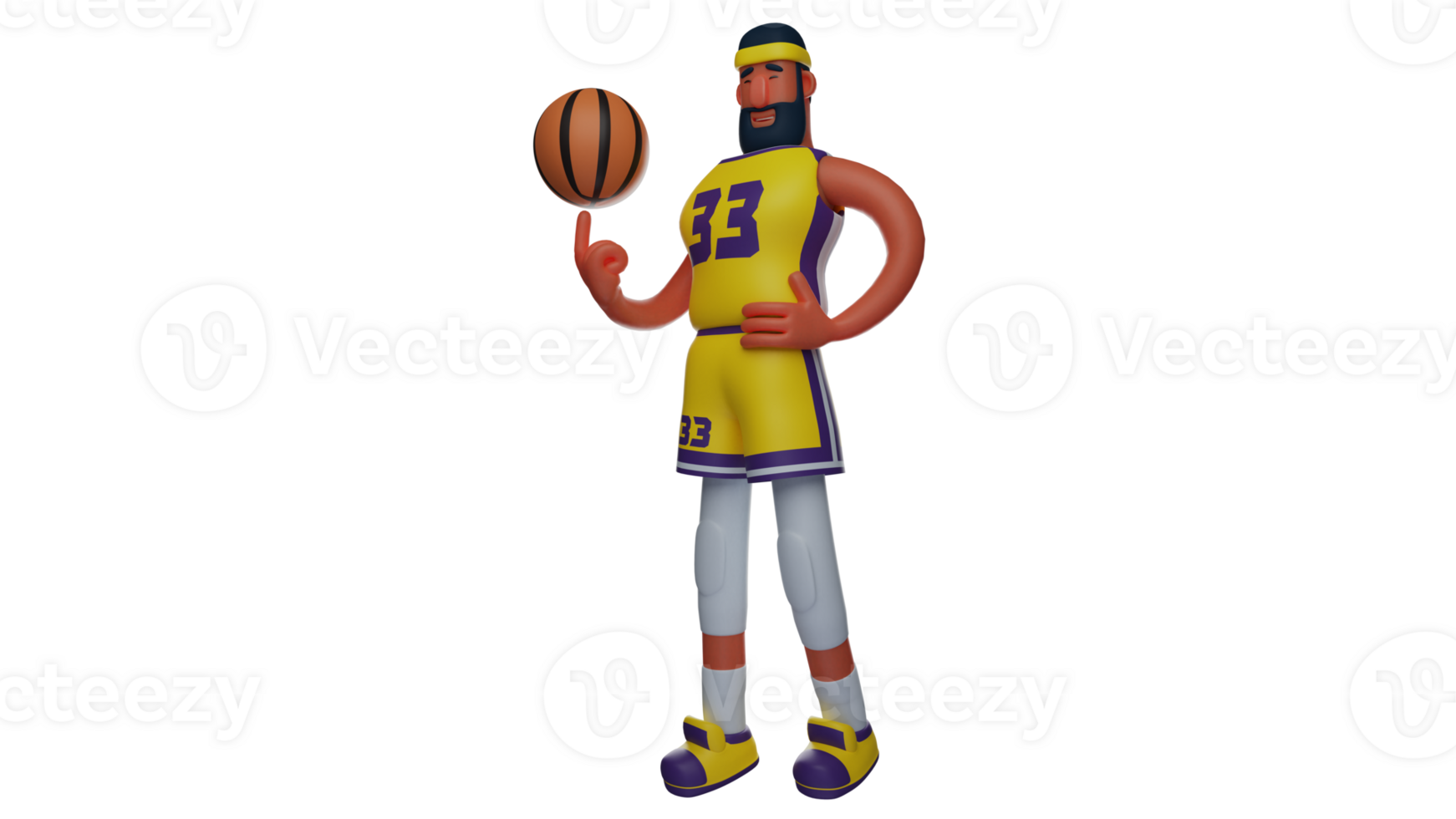 3d Illustration. Basketball Spieler 3d Karikatur Charakter. Athlet Stand Gerade während Tragen Basketball. Athlet Wer hat ein gesund Lebensstil weil er ist immer trainieren. 3d Karikatur Charakter png