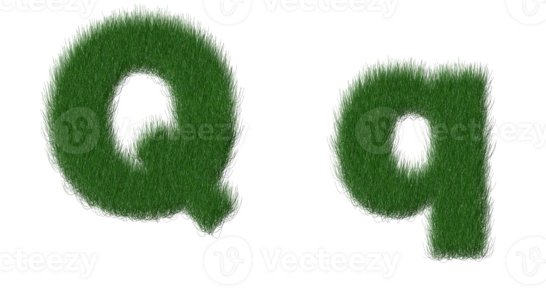 grass alphabet Q png transparent background