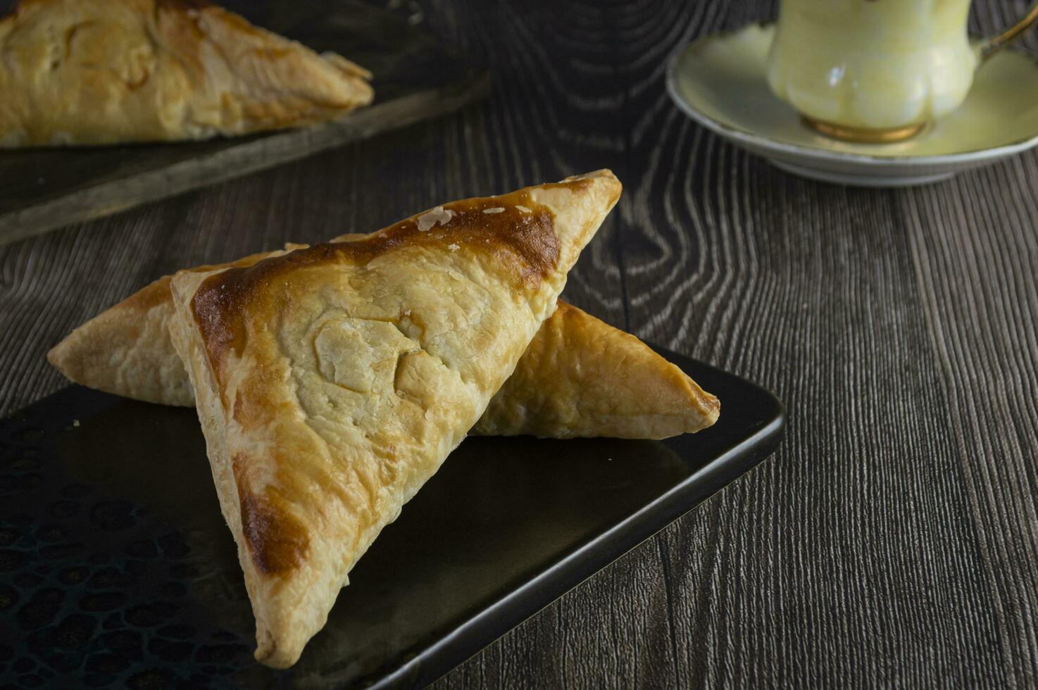 two pastries on a plate photo