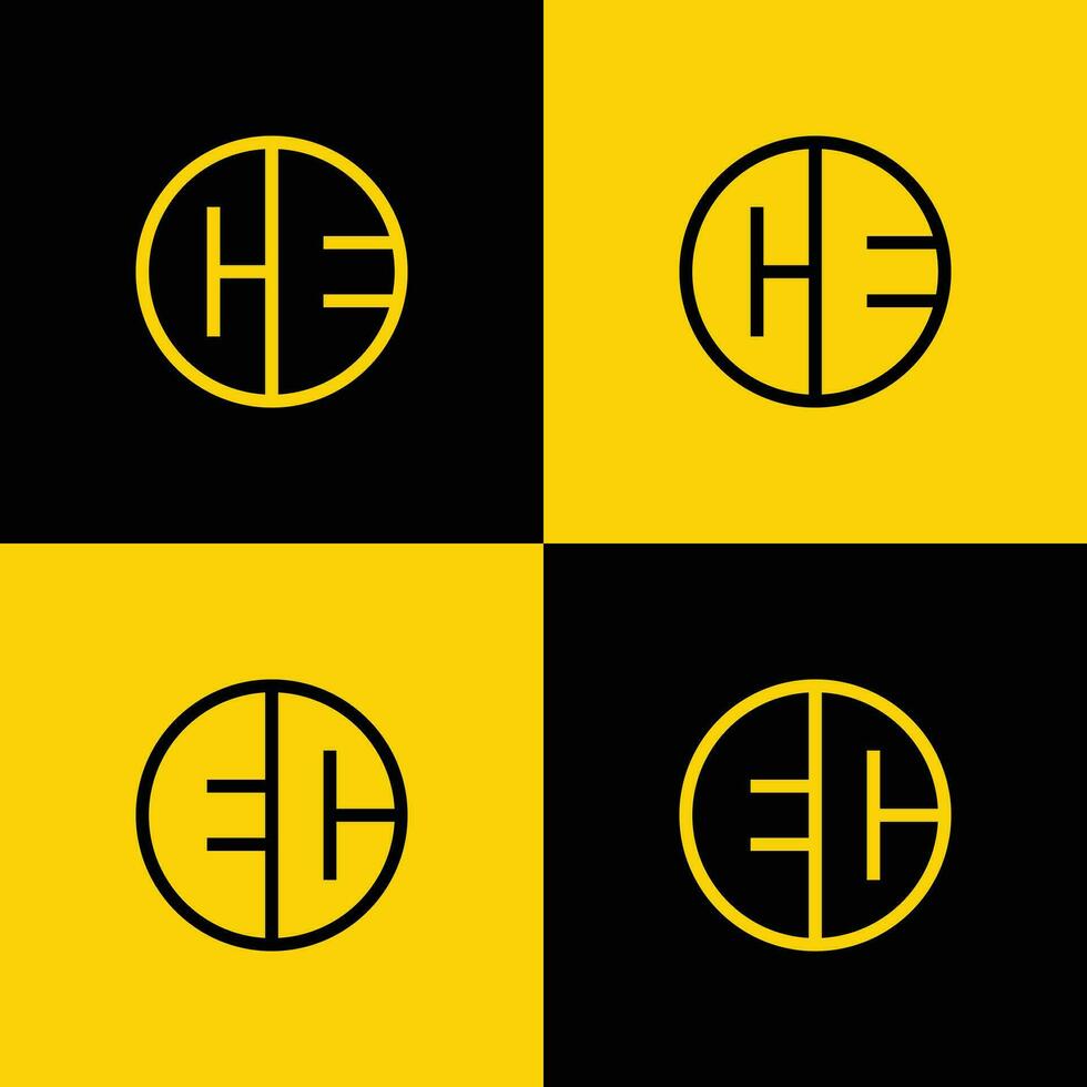 Simple CE and EC Letter Circle Logo Set, suitable for business with CE or EC initial vector