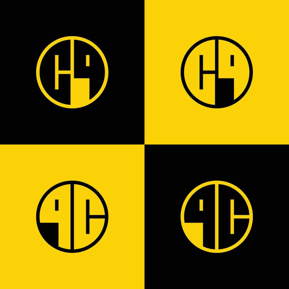 Simple CQ and QC Letter Circle Logo Set, suitable for business with CQ or QC initial vector
