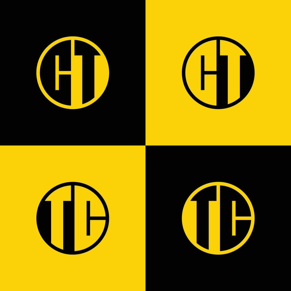 Simple CT and TC Letter Circle Logo Set, suitable for business with CT or TC initial vector