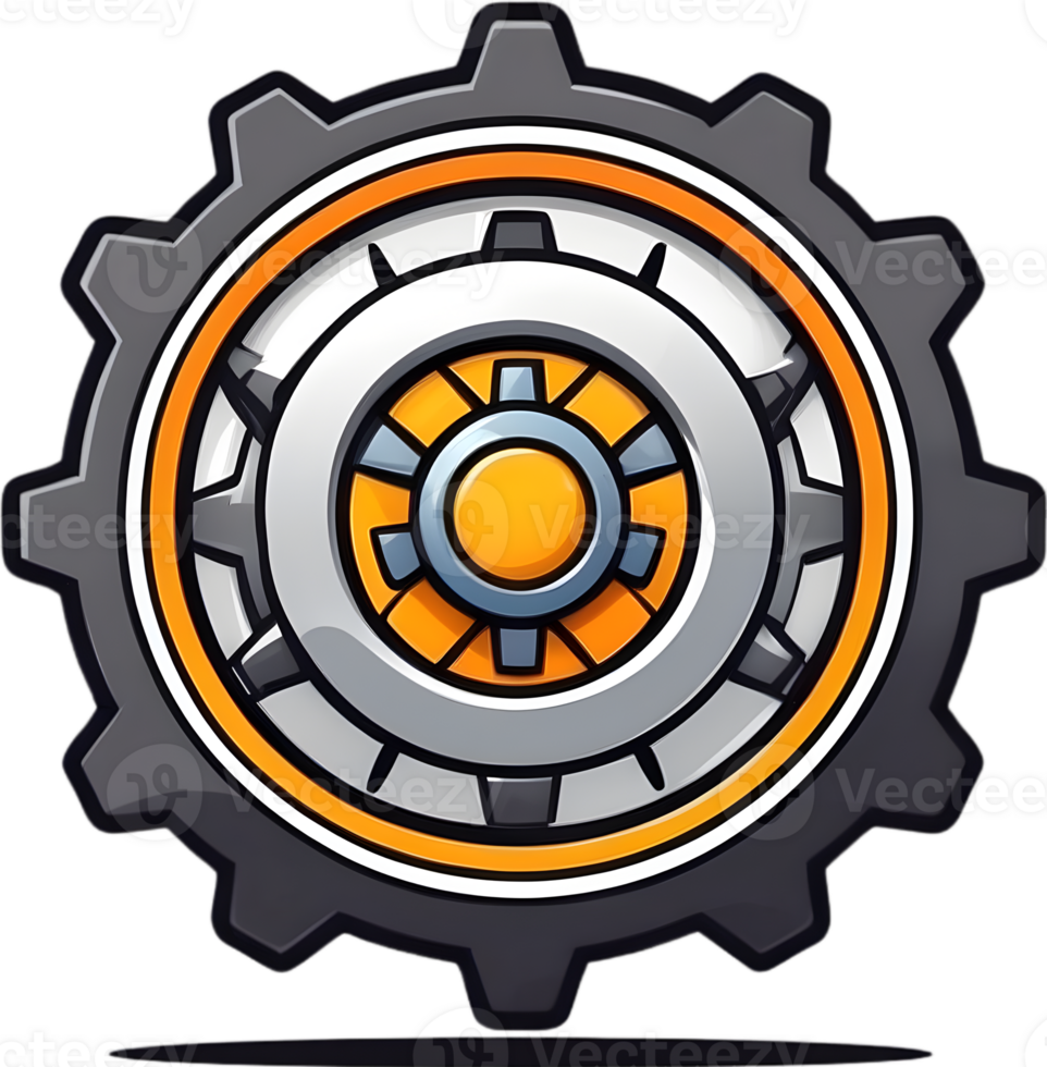 AI generated Wheel Gear cartoon , setting gear icon png