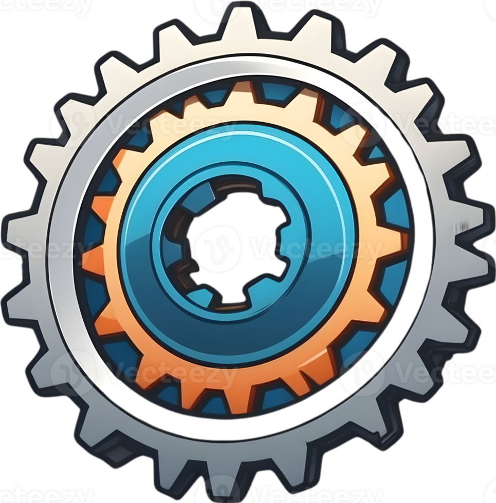 AI generated Wheel Gear cartoon , setting gear icon png