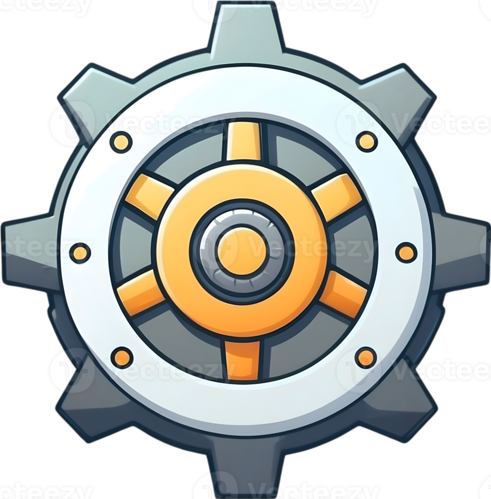 AI generated Wheel Gear cartoon , setting gear icon png