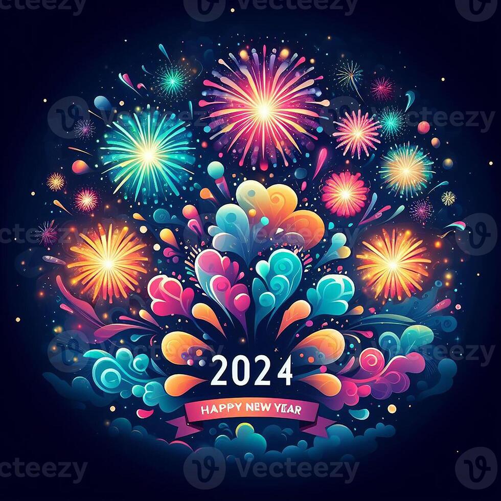 AI generated A Majestic Firework Display Illuminates the Skyline in a