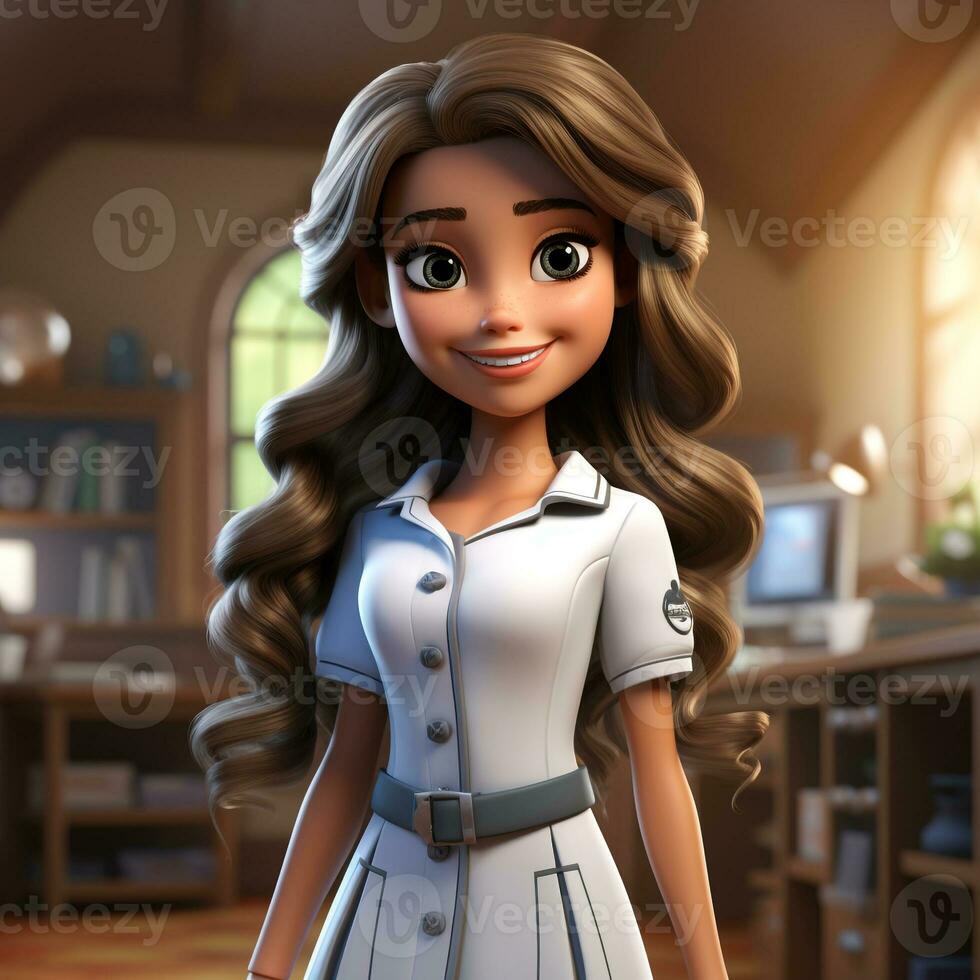 AI generated 3d cartoon of a nurse photo