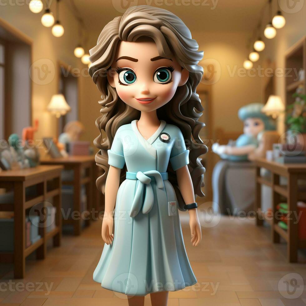 AI generated 3d cartoon of a nurse photo