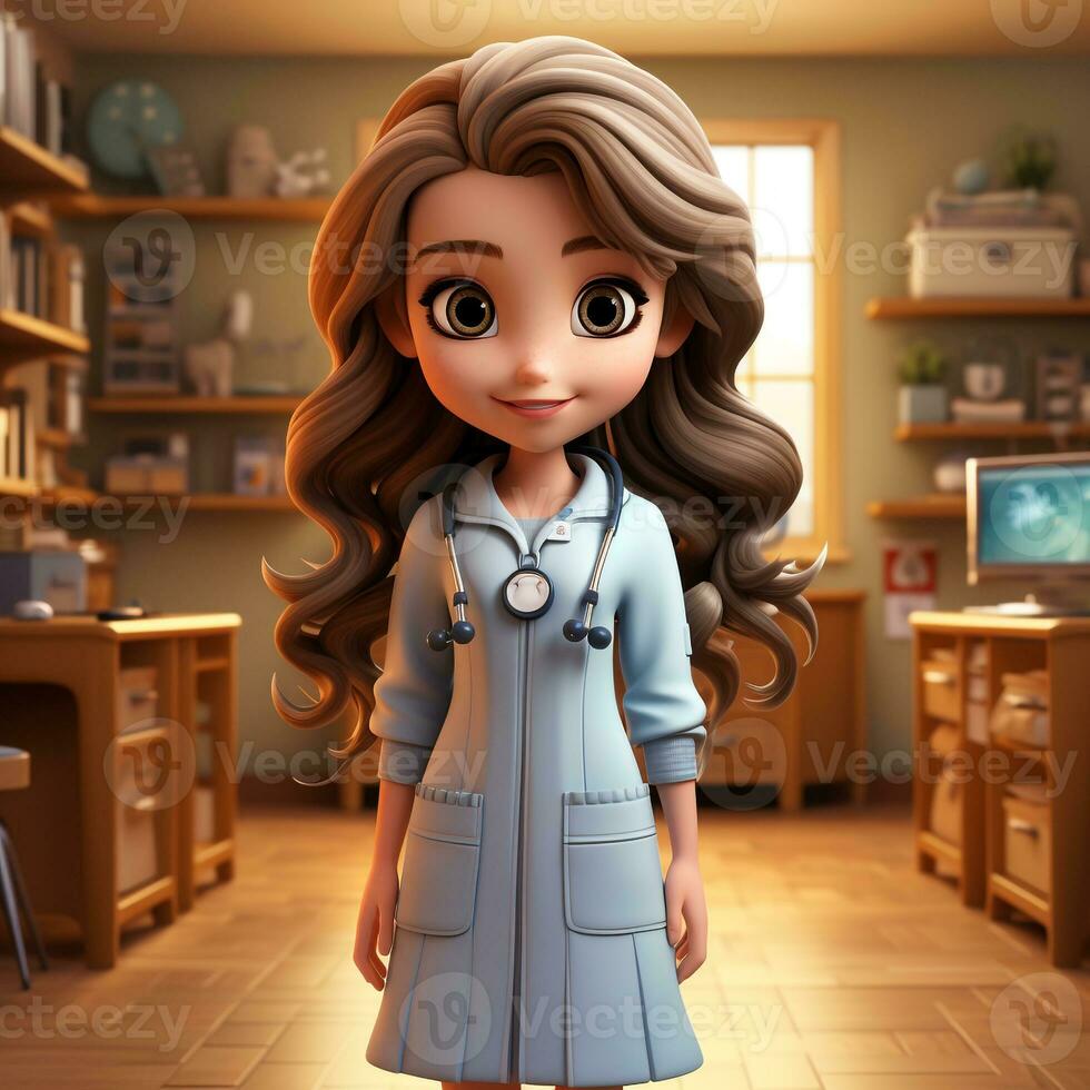 AI generated 3d cartoon of a nurse photo