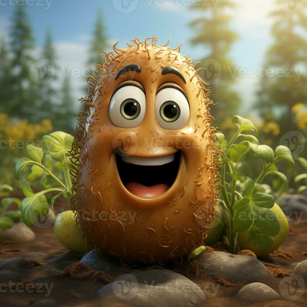 AI generated 3d cartoon vegetable potato photo