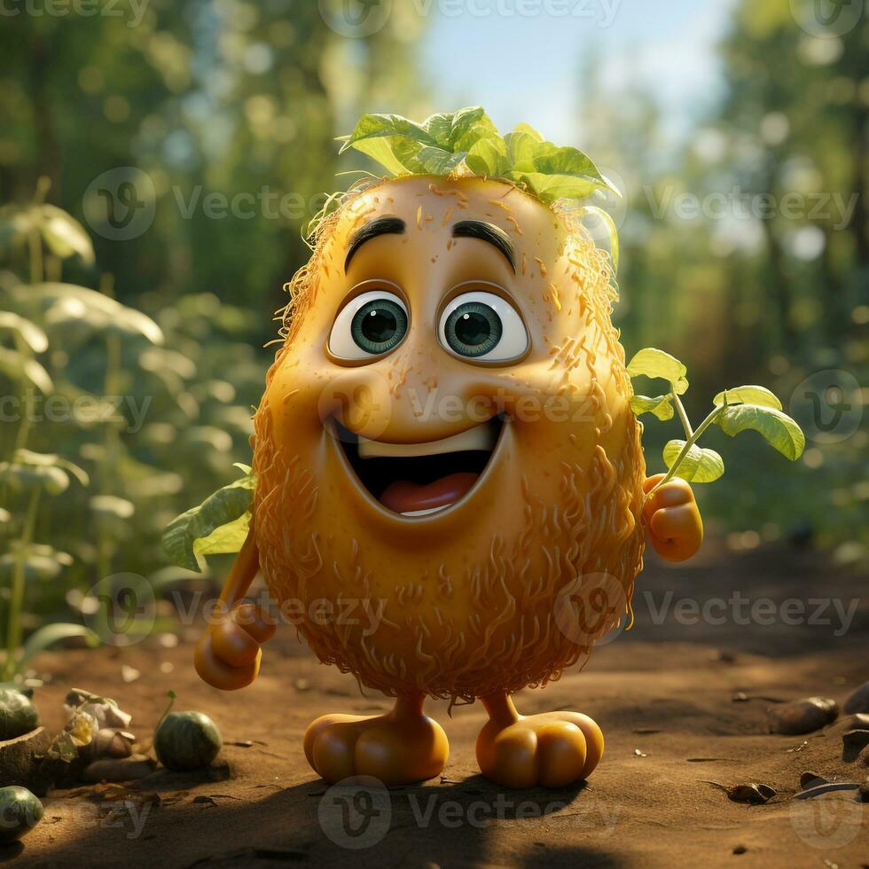 AI generated 3d cartoon vegetable potato photo