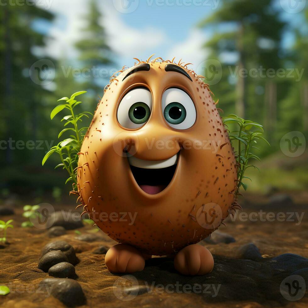 AI generated 3d cartoon vegetable potato photo