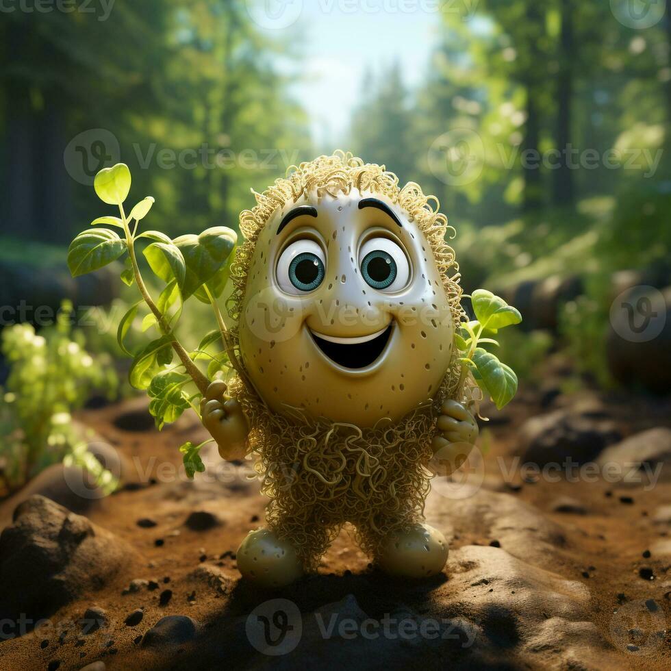 AI generated 3d cartoon vegetable potato photo