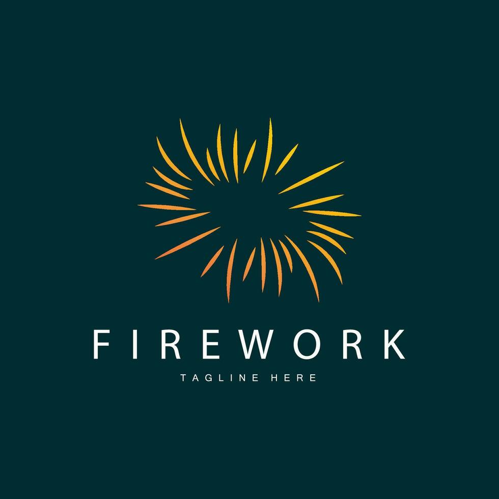 Firework Logo, Simple Line Model Design New Year Celebration Day Illustration, Template Vector