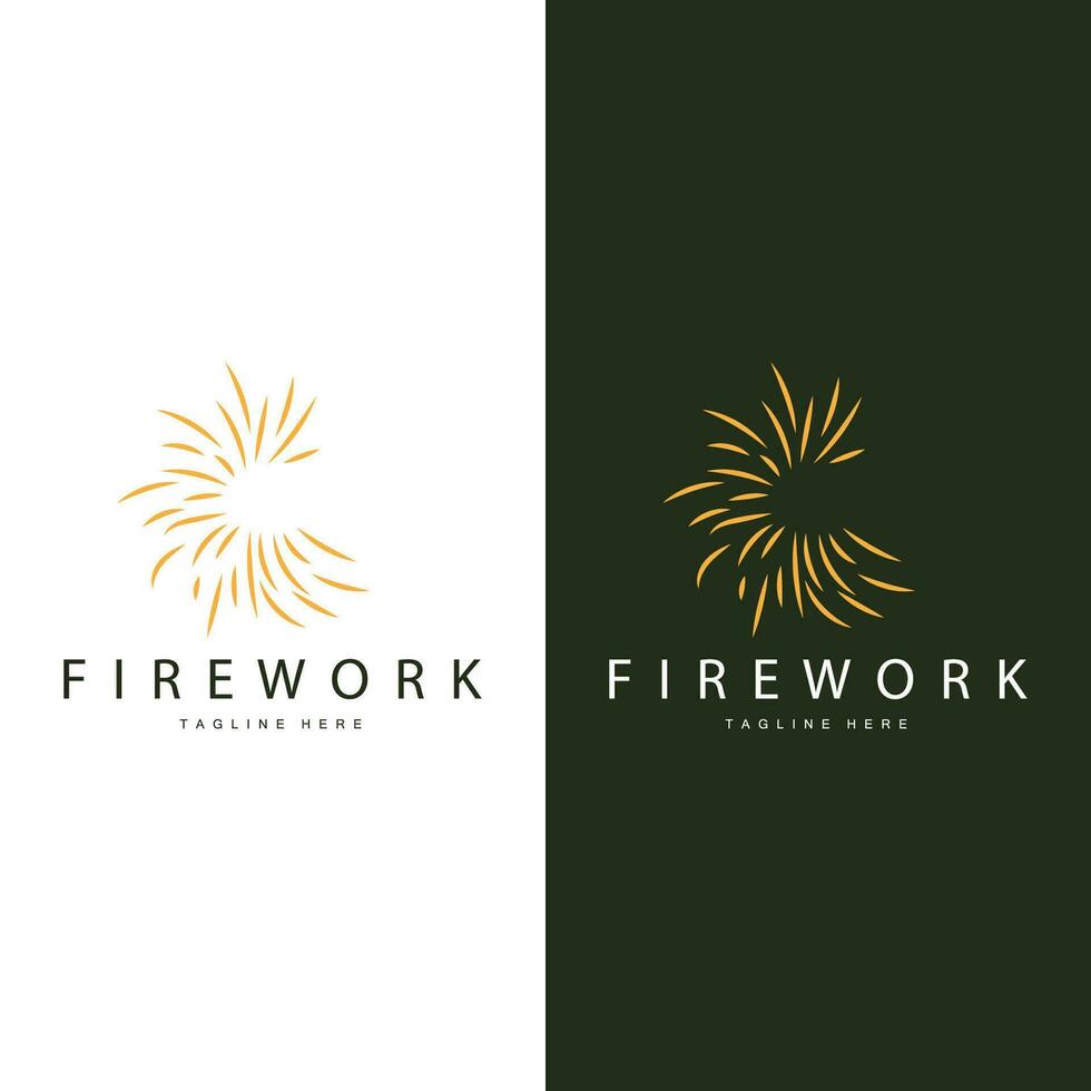 Firework Logo, Simple Line Model Design New Year Celebration Day Illustration, Template Vector