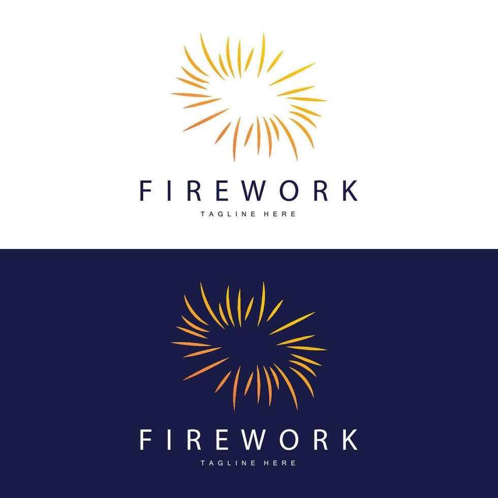 Firework Logo, Simple Line Model Design New Year Celebration Day Illustration, Template Vector