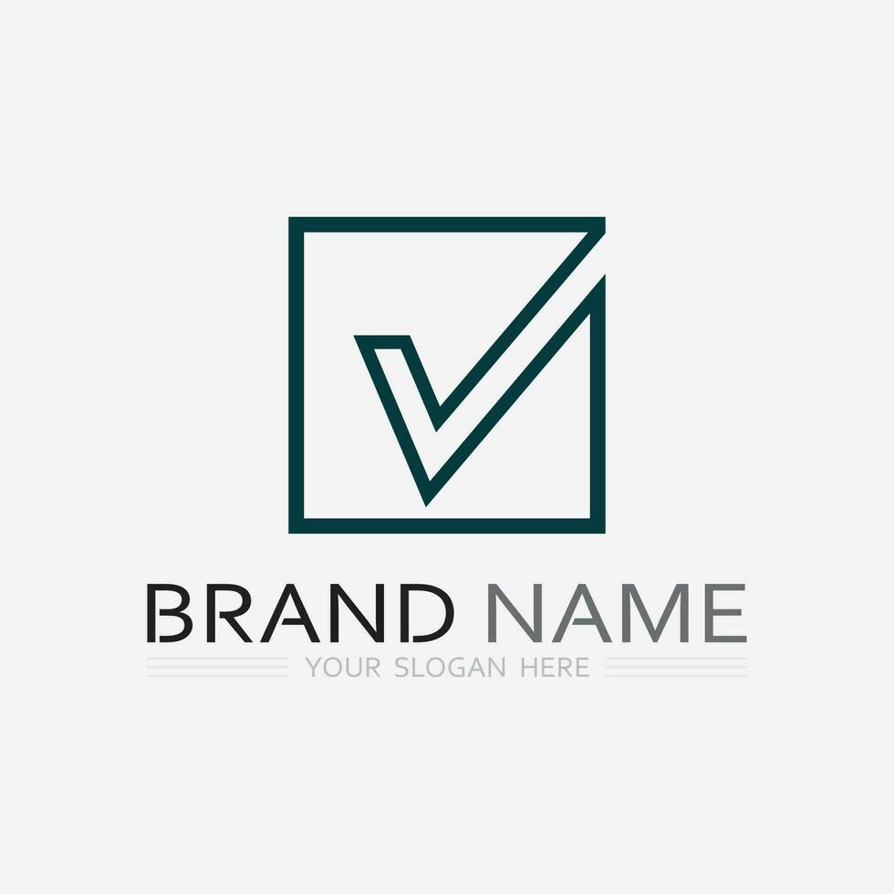 check mark symbol and logo icon vector