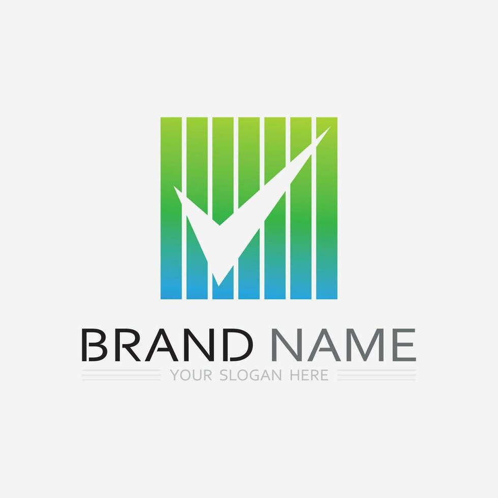check mark symbol and logo icon vector