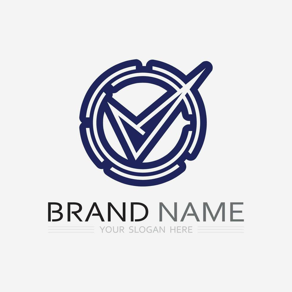 check mark symbol and logo icon vector