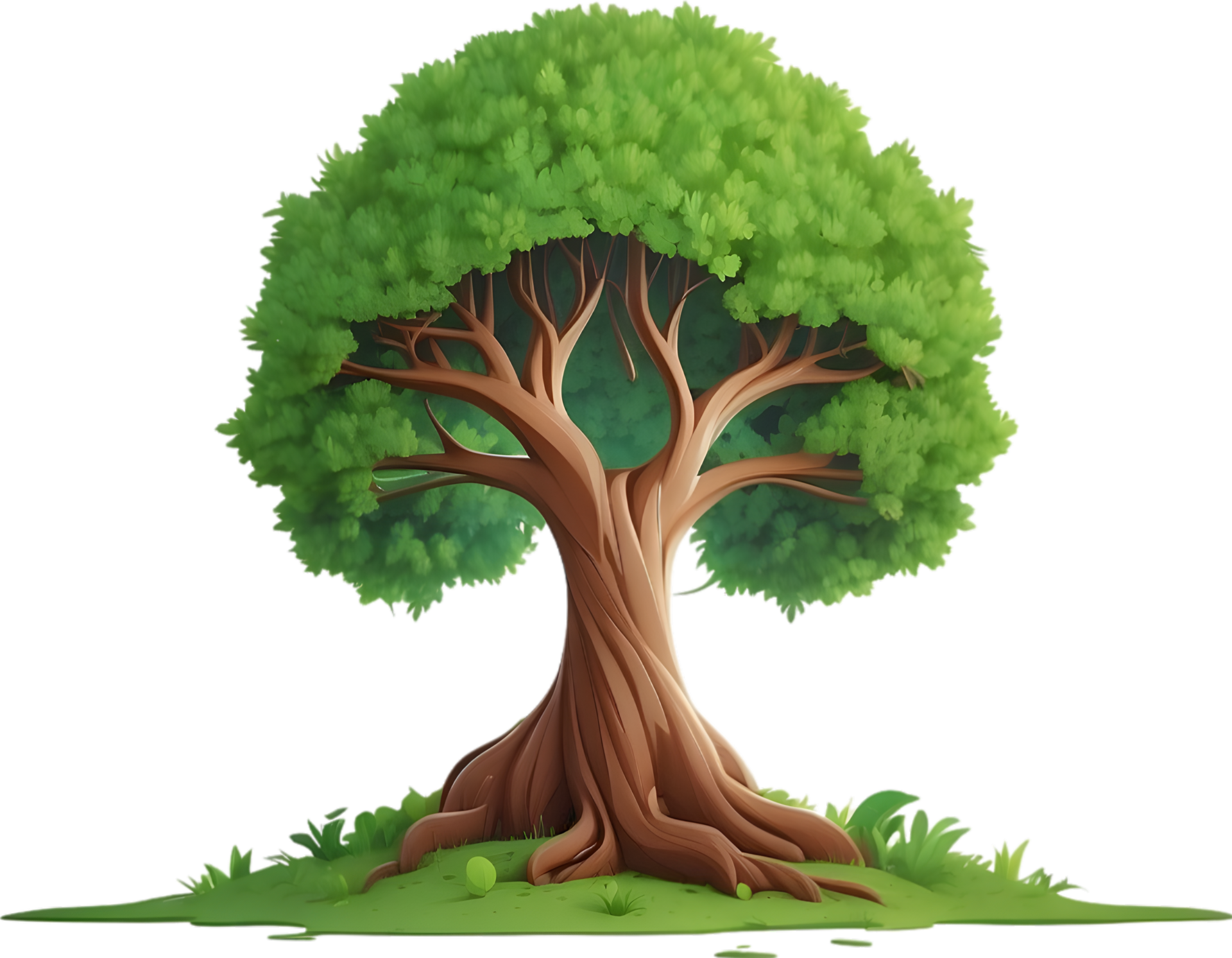 AI generated an animated tree with green leaves and grass 35089554 PNG