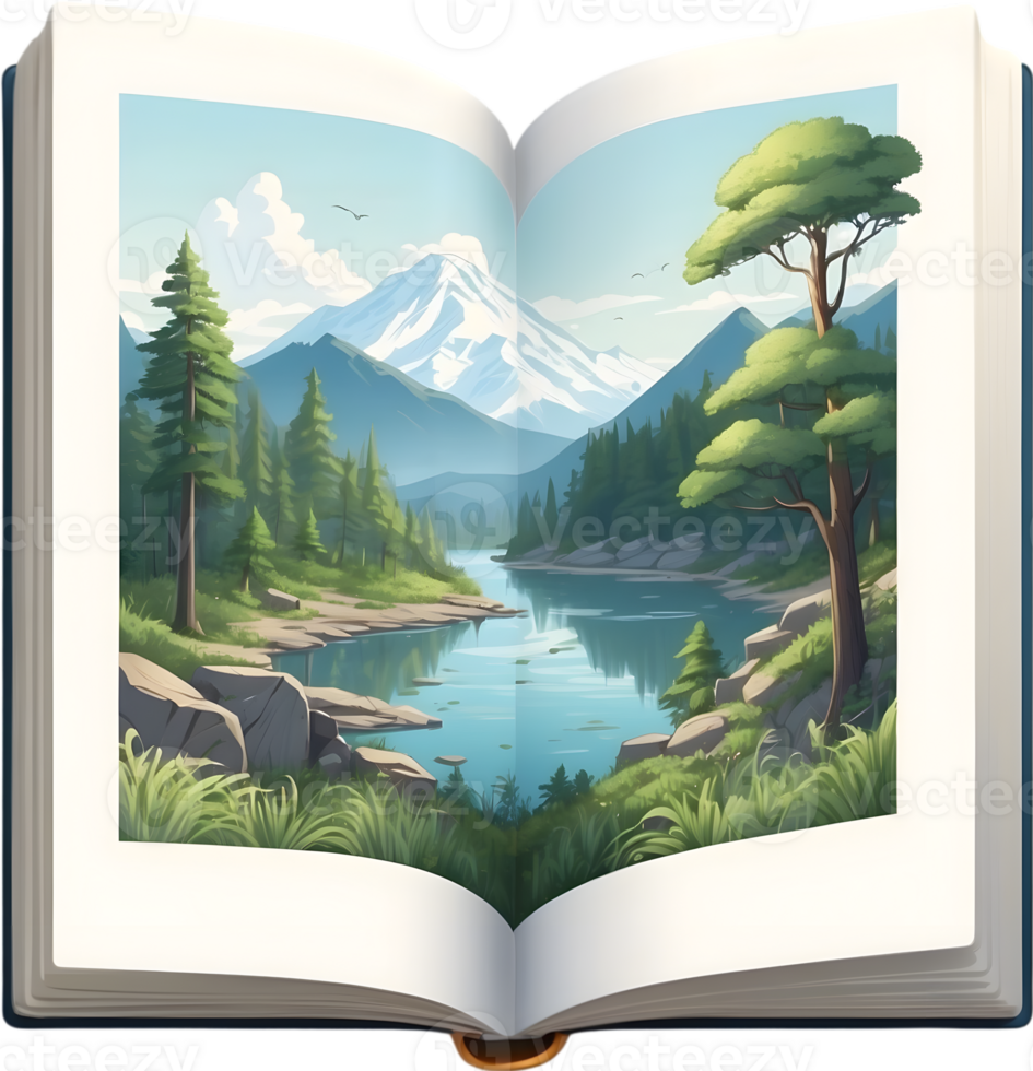 AI generated open book with plant and tree clipart png
