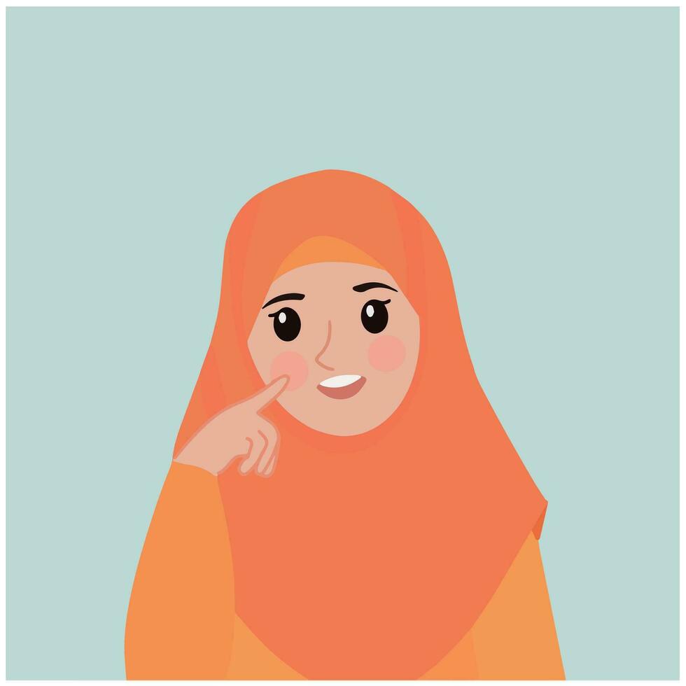 linda sonriente hijab niña ilustración vector