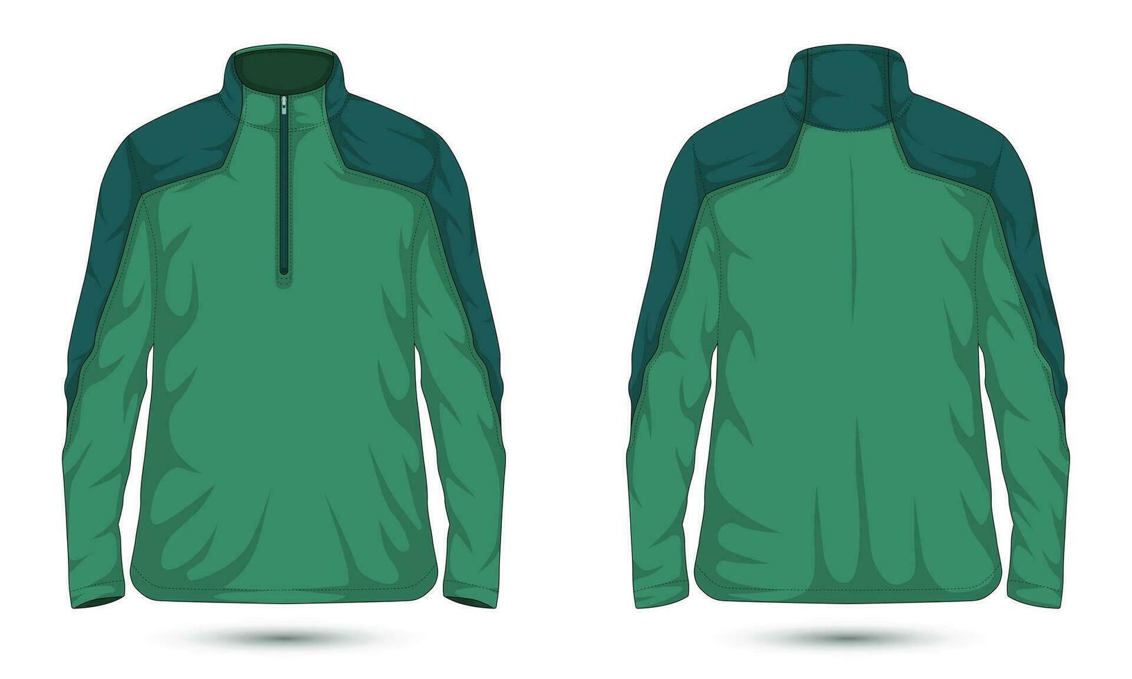 Quarter zip sweatshirt mockup front and back view vector