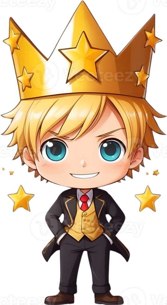 AI generated a cartoon boy with a crown on his head png