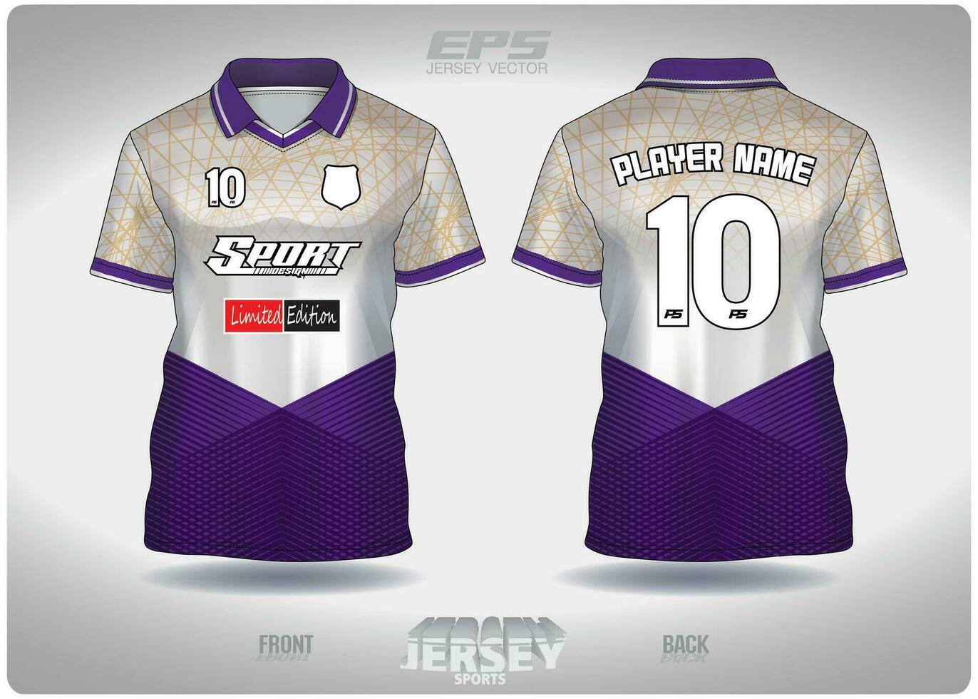 EPS jersey sports shirt vector.Purple and white mesh pattern design, illustration, textile background for V-neck poloshirt, football jersey poloshirt vector