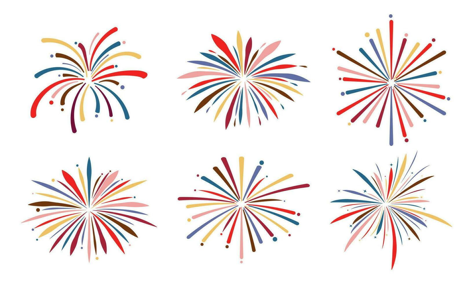 Collection of colorful flat design fireworks vector