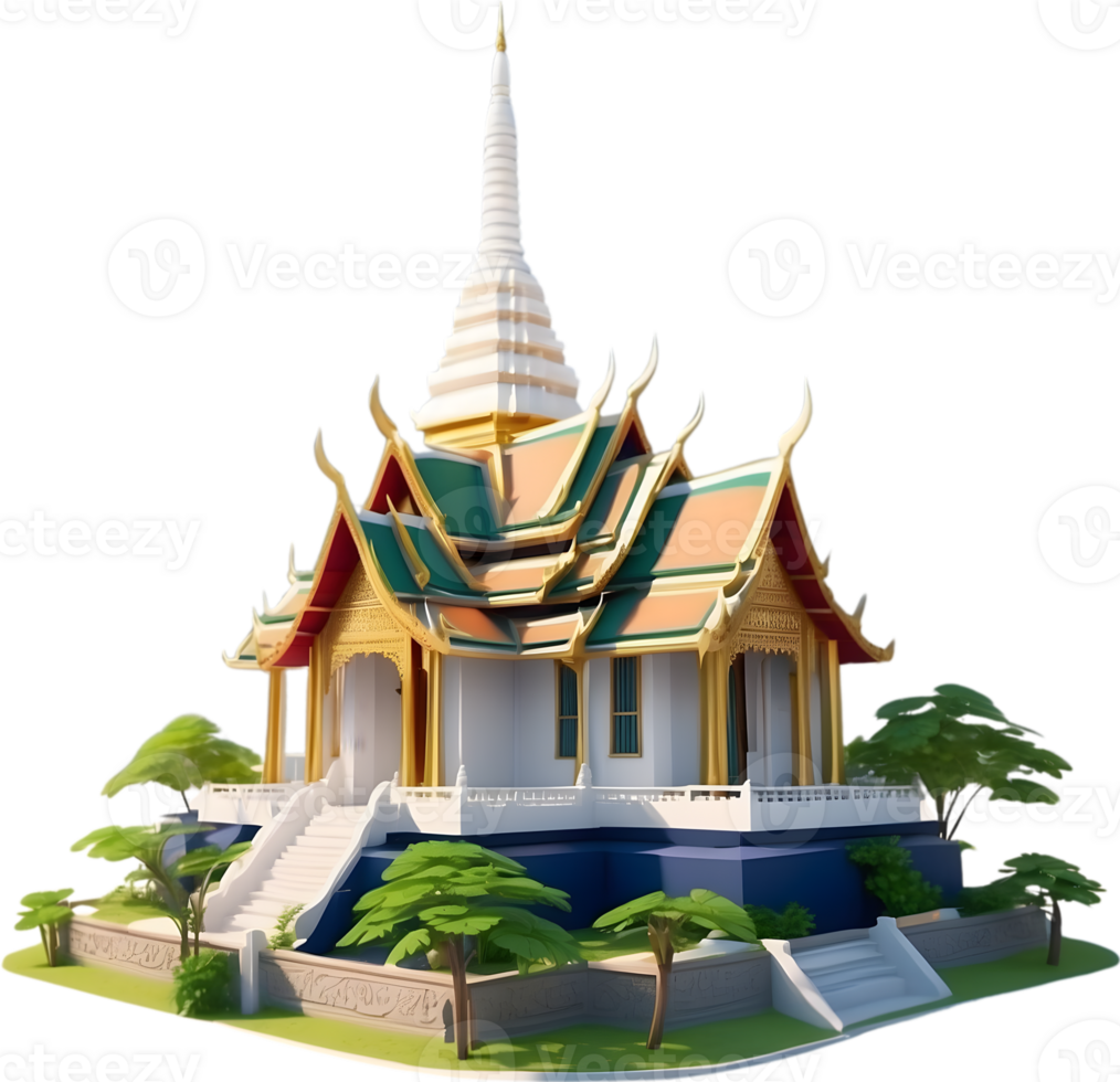AI generated thai buddhist temple illustration, png, Wat Pho png