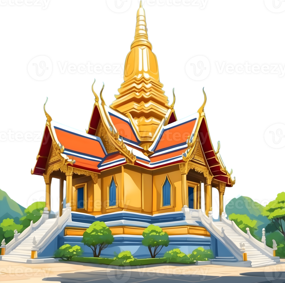 AI generated thai buddhist temple illustration, png, Wat Pho png