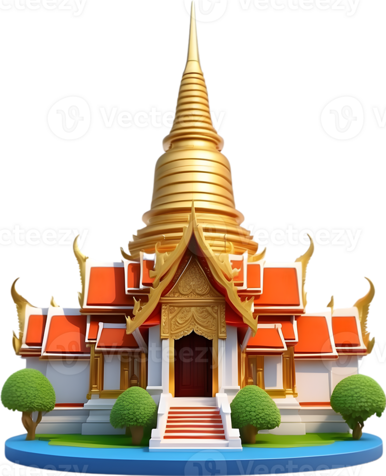 AI generated thai buddhist temple illustration, png, Wat Pho png