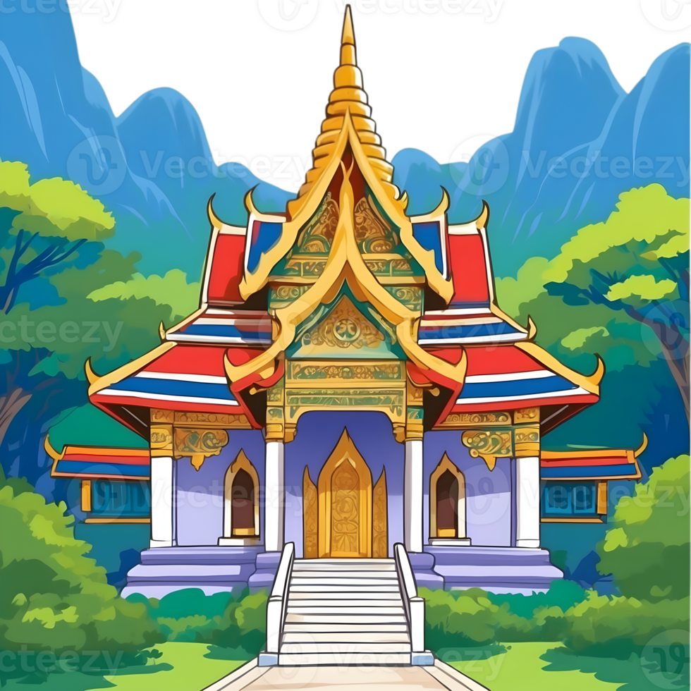 AI generated thai temple clipart png