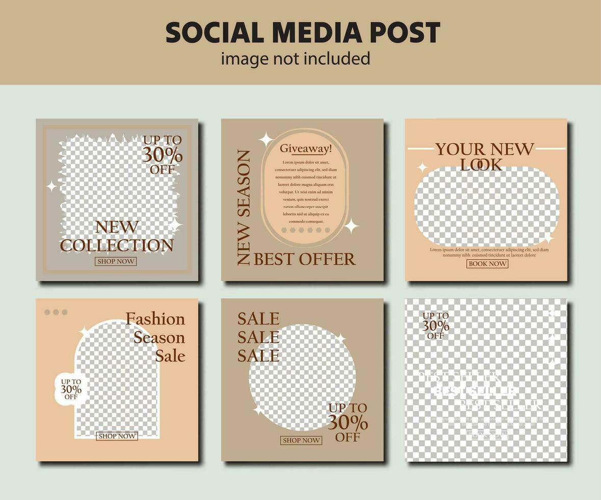fashion social media post sale editable template collection, layout template for social media, editable fashion post template vector