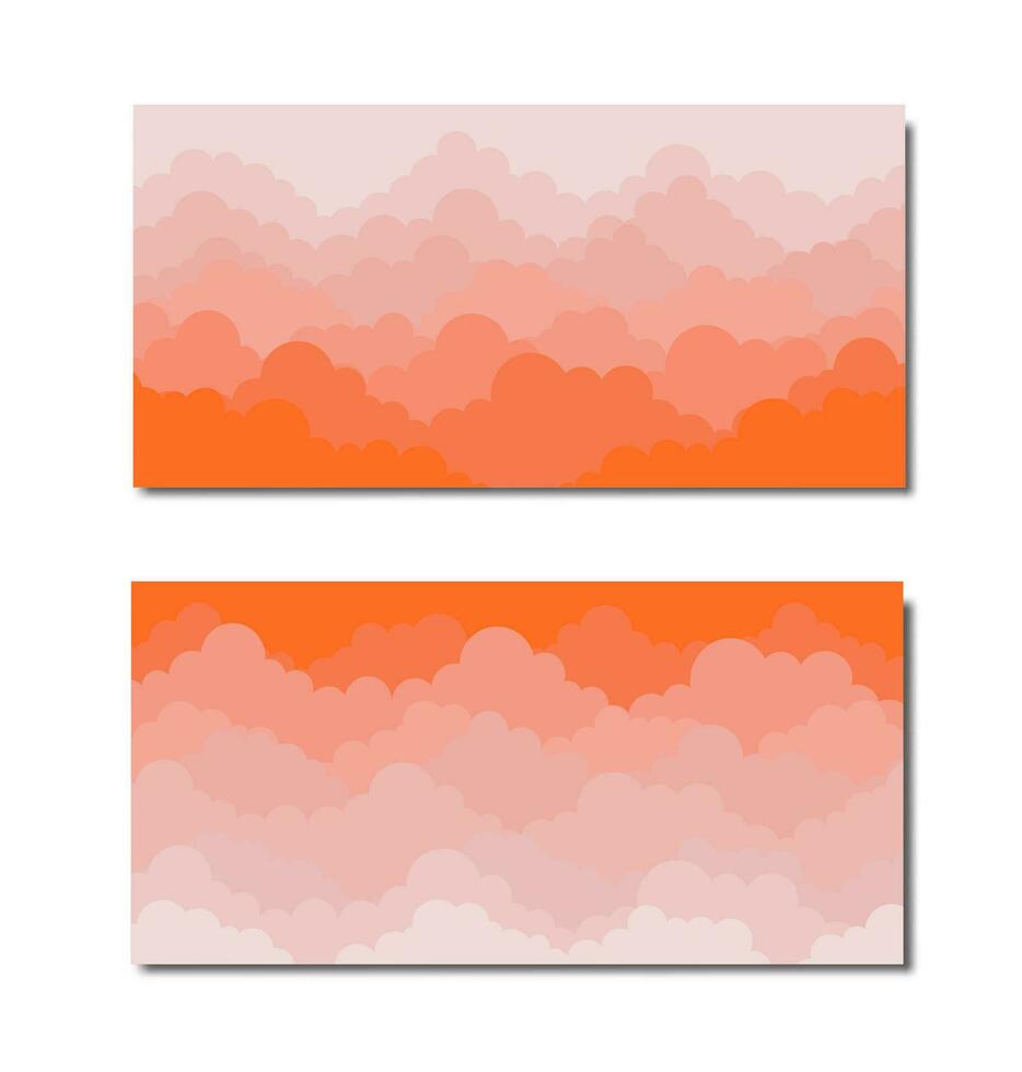 Collection Sky and Clouds, Beautiful sky Background, Stylish design with a flat, cartoon poster, flyers, postcards, web banners. holiday mood, airy atmosphere. Wide Size. Vector illustration.