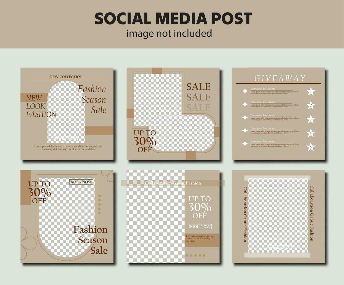 fashion social media post sale editable template collection, layout template for social media, editable fashion post template vector