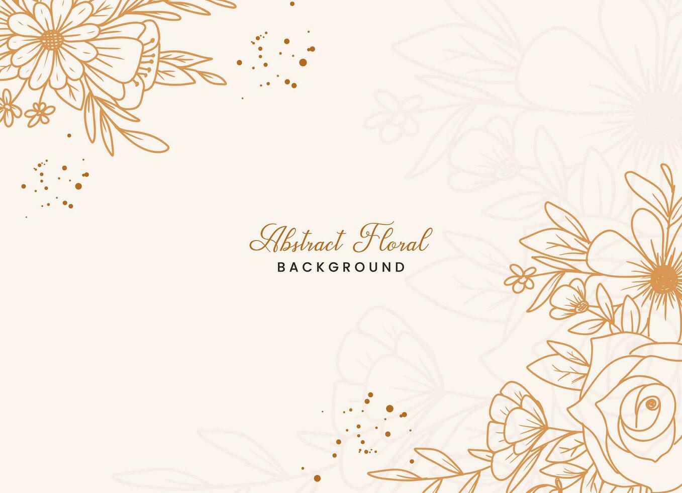 Hand-drawn floral botanical background with line art flowers and leaves vector